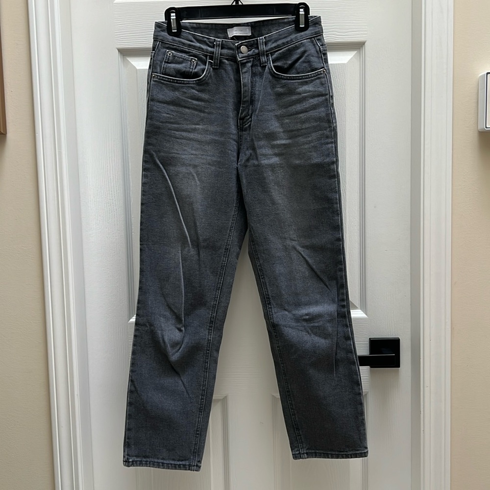 Oak + Fort jeans | Dark grey high waisted straight leg jeans